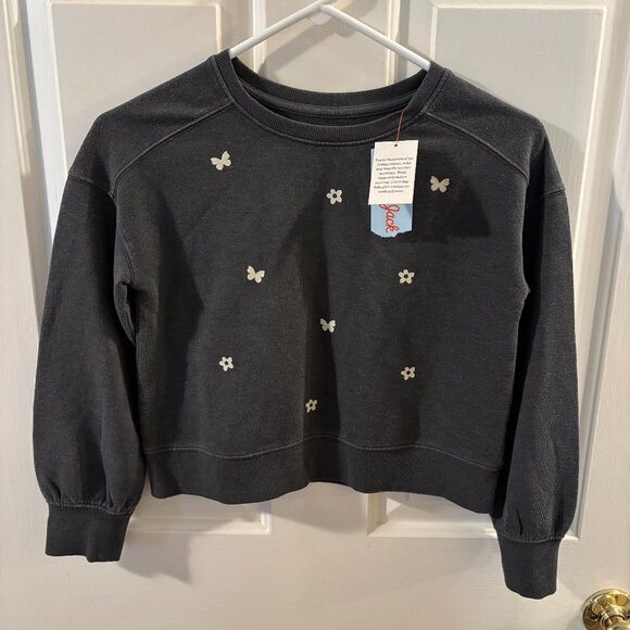 Cat & Jack Girl's Charcoal Butterfly Crop Top Sweatshirt ~ Size: M (8) NWT - Picture 1 of 4